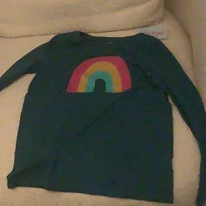 Dark green Long Sleeve Shirt with vivid rainbow on it. Has tag